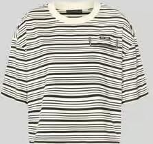 Oui boxy fit t-shirt met labelstitching en tunnelkoord