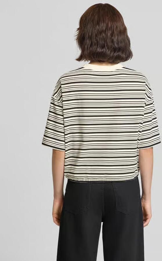 Oui boxy fit t-shirt met labelstitching en tunnelkoord - Foto 3