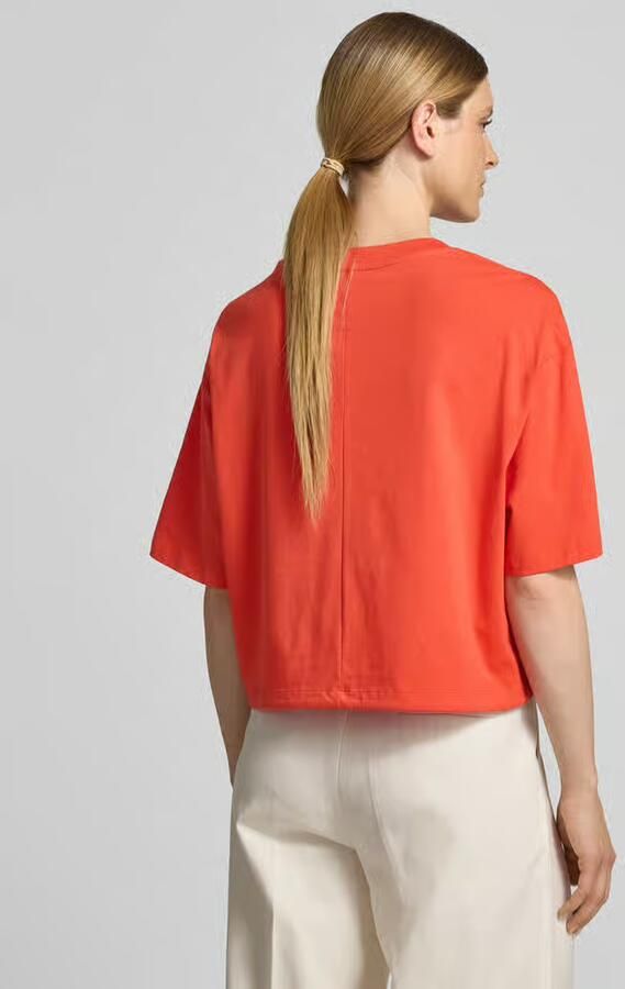 Oui boxy fit T-shirt met parels en tunnelkoord - Foto 5