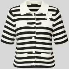 Oui Gebreid jack met florale applicatie en 1 2-mouwen