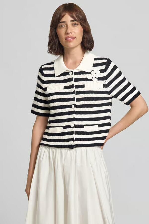 Oui Gebreid jack met florale applicatie en 1 2-mouwen - Foto 2