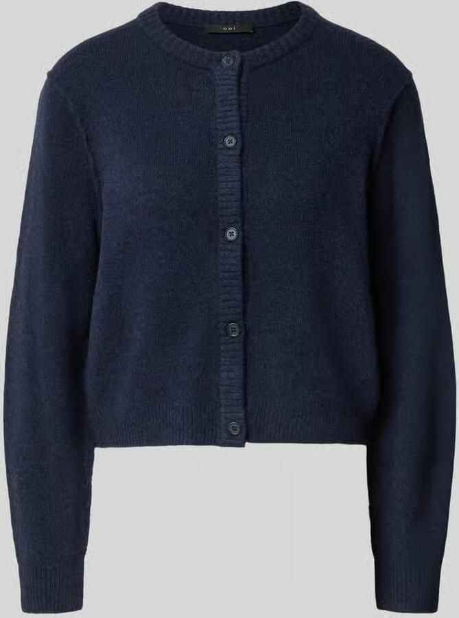 Oui Gebreid jack met ronde hals en knoopsluiting