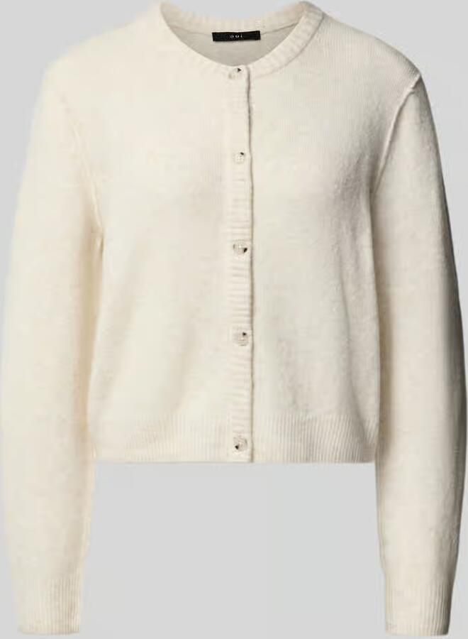 Oui Gebreid jack met ronde hals en knoopsluiting