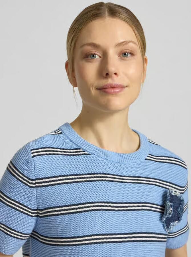 Oui Gebreid shirt met bloemapplicatie - Foto 2