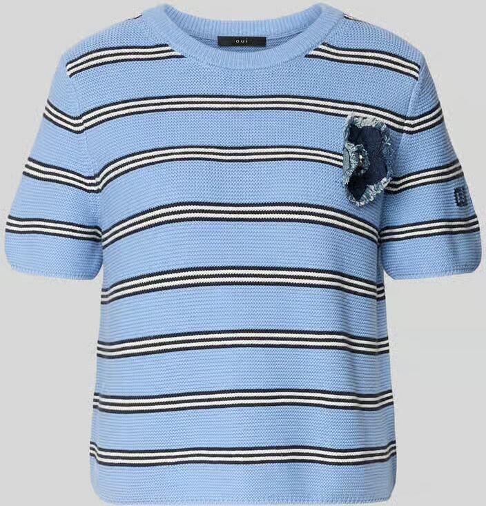 Oui Gebreid shirt met bloemapplicatie - Foto 3