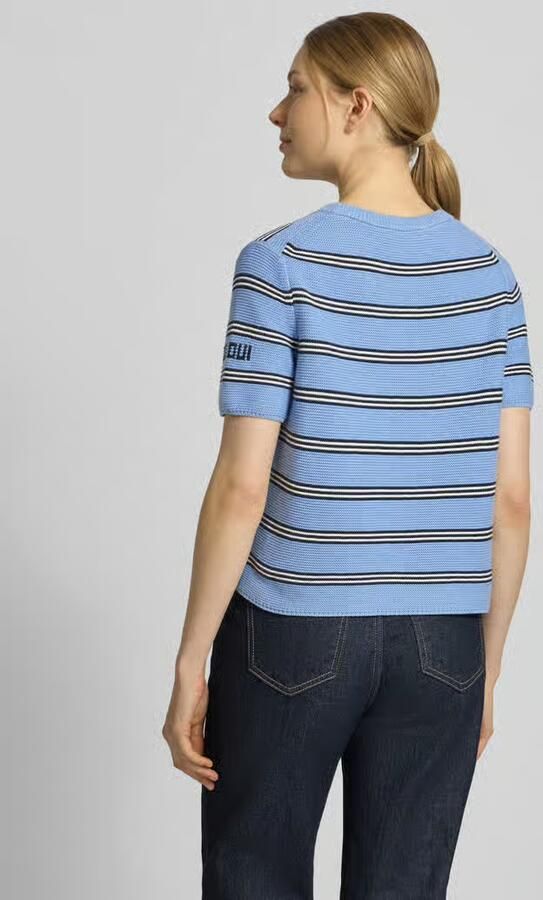 Oui Gebreid shirt met bloemapplicatie