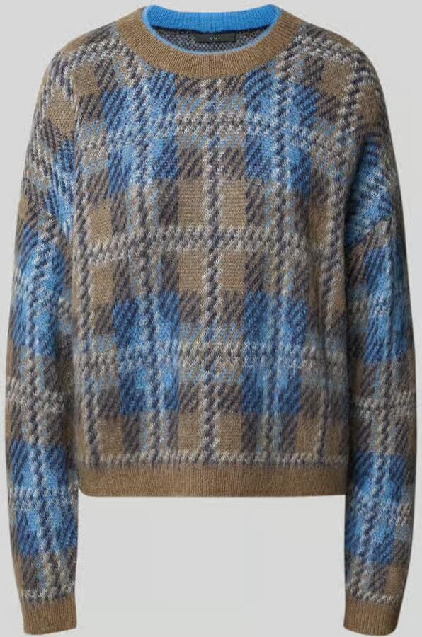 Oui Gebreide pullover in all-over look met ronde hals