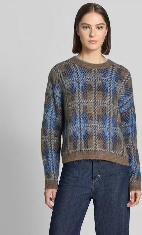 Oui Gebreide pullover in all-over look met ronde hals - Foto 3