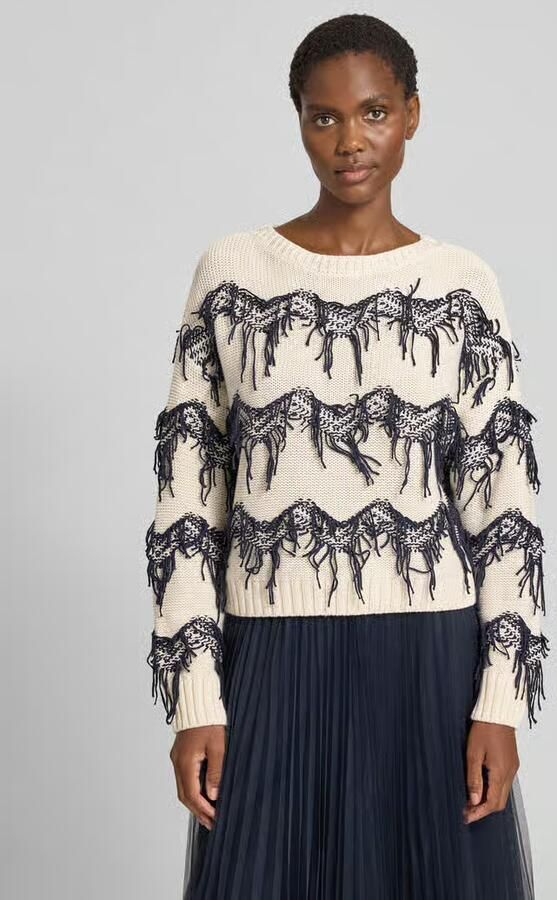 Oui Gebreide pullover met applicaties