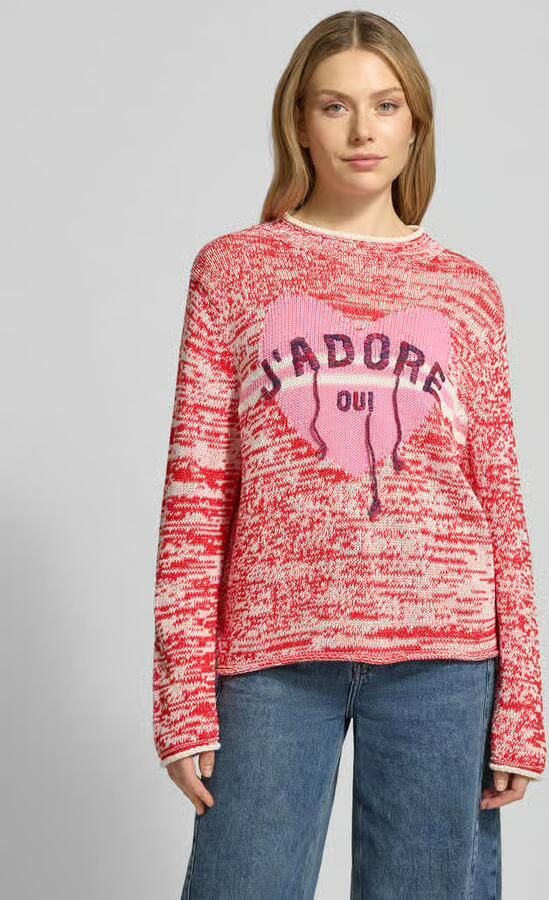Oui Gebreide pullover met geribde boorden - Foto 3