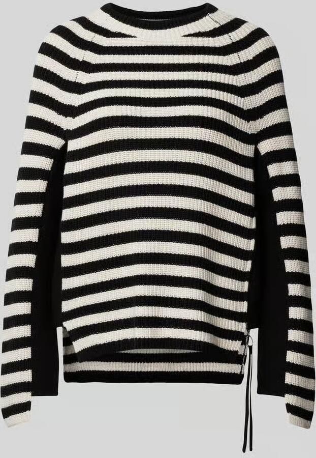 Oui Gebreide pullover met geribde ronde hals