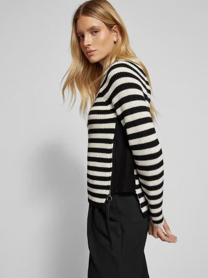Oui Gebreide pullover met geribde ronde hals - Foto 2