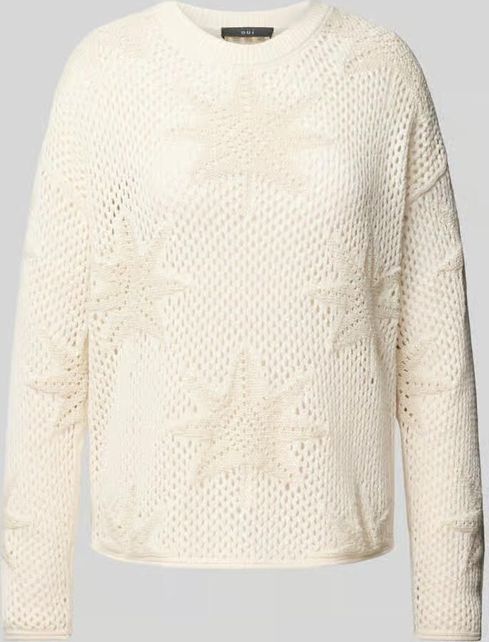 Oui Gebreide pullover met geribde ronde hals - Foto 2