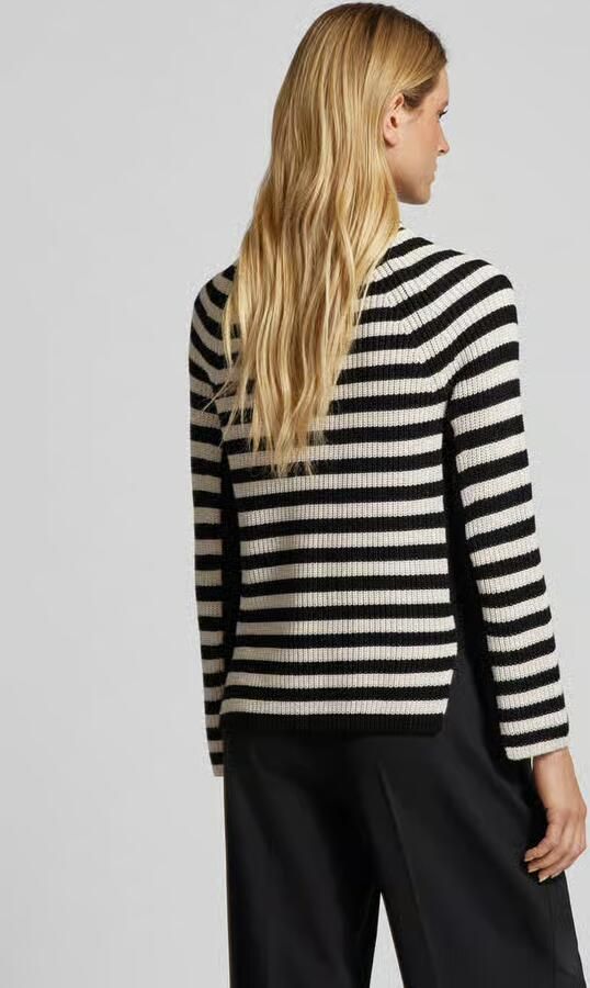 Oui Gebreide pullover met geribde ronde hals - Foto 3