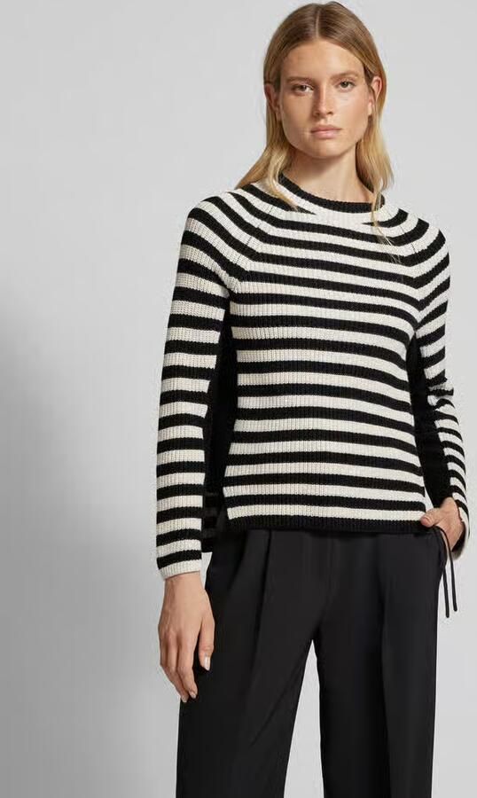 Oui Gebreide pullover met geribde ronde hals - Foto 4