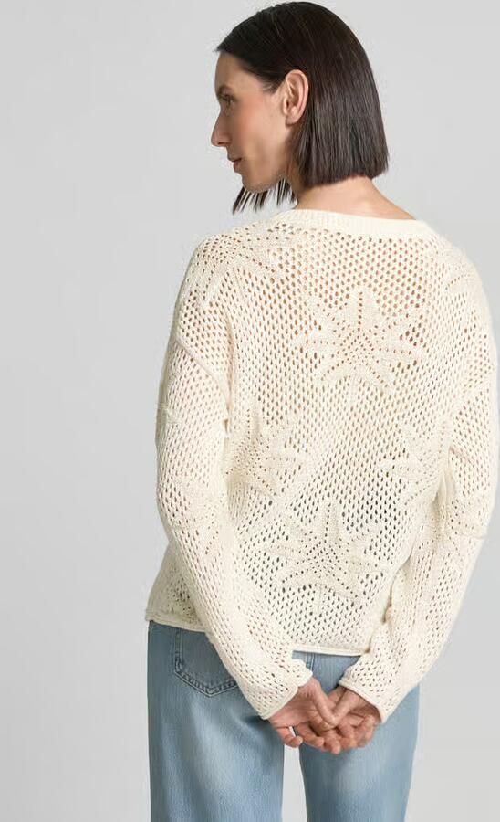 Oui Gebreide pullover met geribde ronde hals - Foto 4