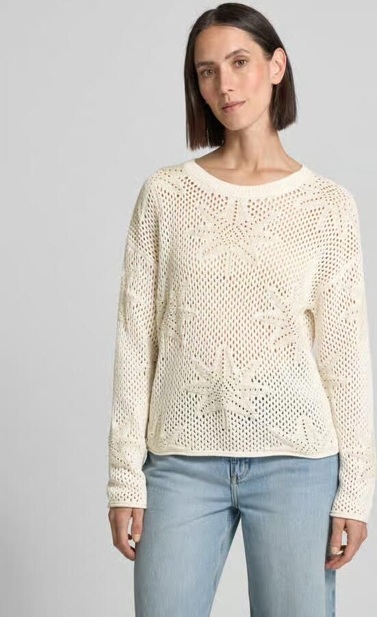 Oui Gebreide pullover met geribde ronde hals - Foto 3
