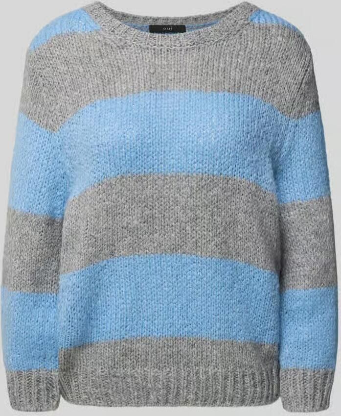 Oui Gebreide pullover met geribde boorden