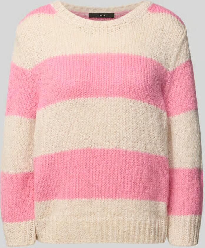 Oui Gebreide pullover met geribde boorden
