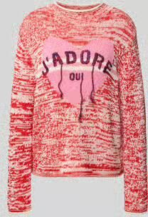 Oui Gebreide pullover met geribde boorden