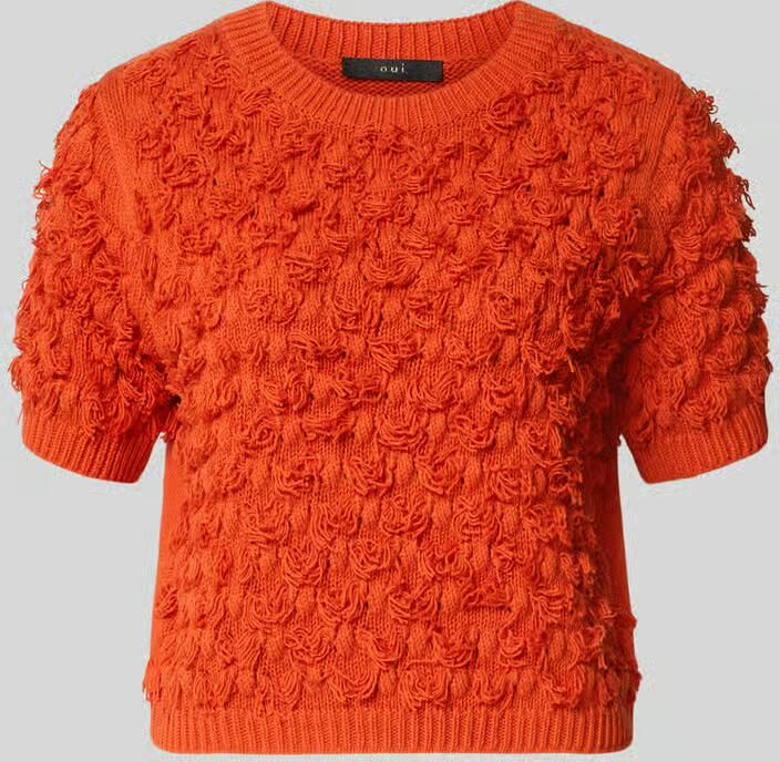 Oui Gebreide pullover met ronde hals en 1 2-mouwen