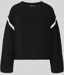 Oui Gebreide pullover met ronde hals en contrasterende strepen