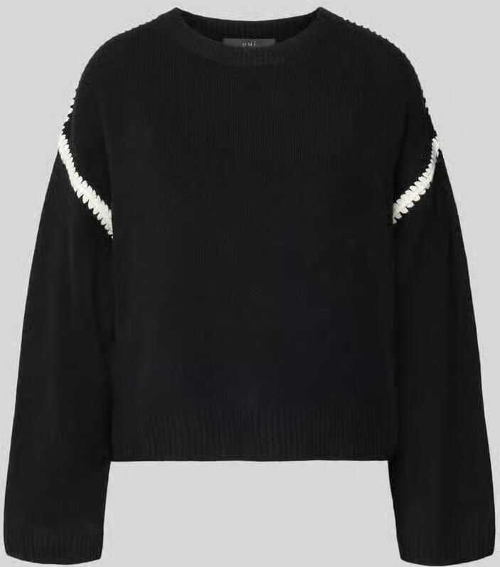 Oui Gebreide pullover met ronde hals en contrasterende strepen