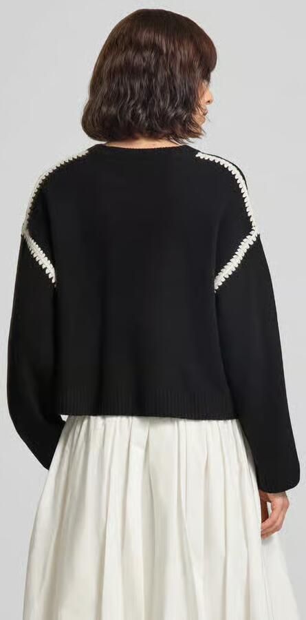 Oui Gebreide pullover met ronde hals en contrasterende strepen - Foto 2