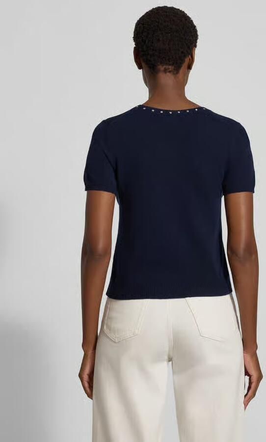Oui Gebreide pullover met siersteentjes van met wol en kasjmier