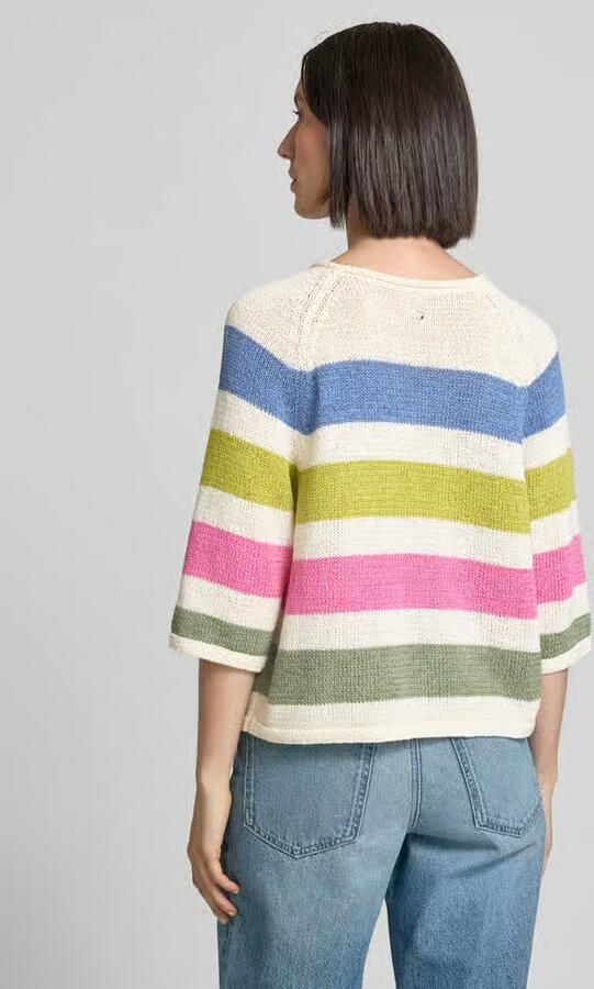 Oui Gebreide pullover van katoenmix