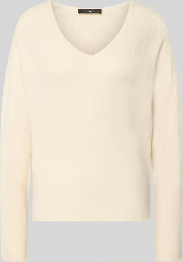 Oui Gebreide pullover met afgeronde V-hals model 'FREYJA' - Foto 3
