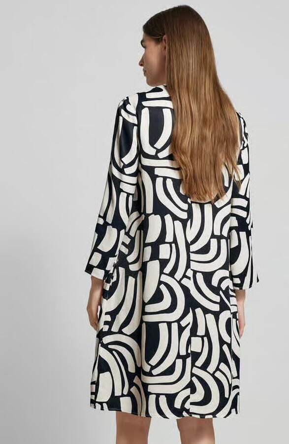 Oui Knielange jurk met ronde hals