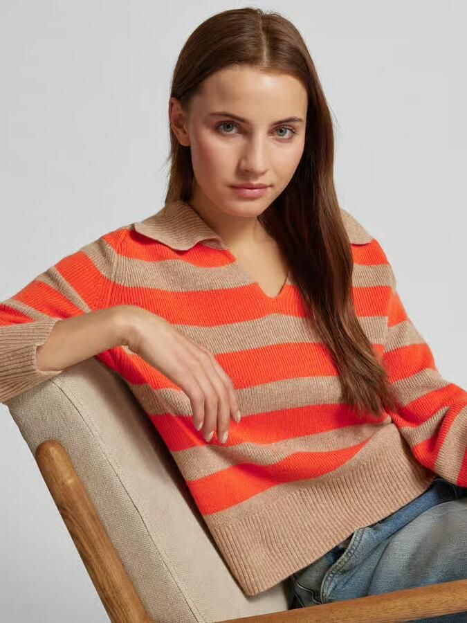 Oui Loose fit gebreide pullover van wolmix