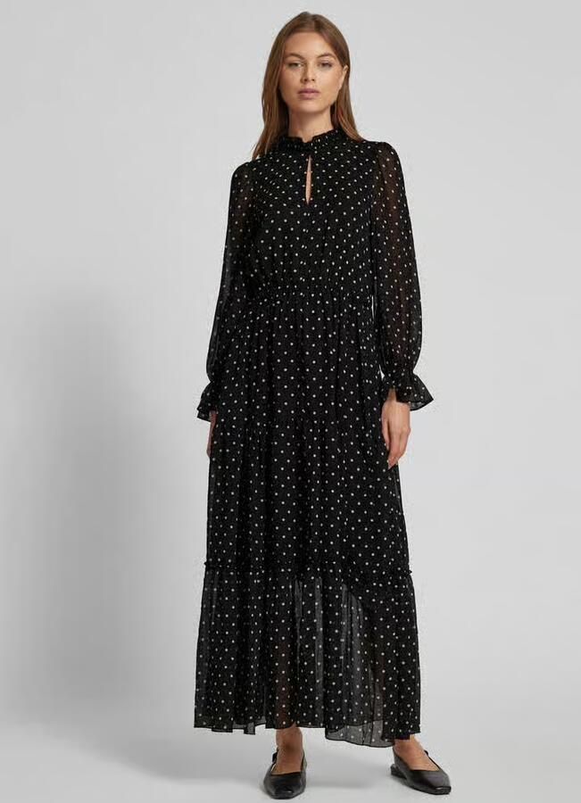 Oui Maxi-jurk met opstaande kraag - Foto 3