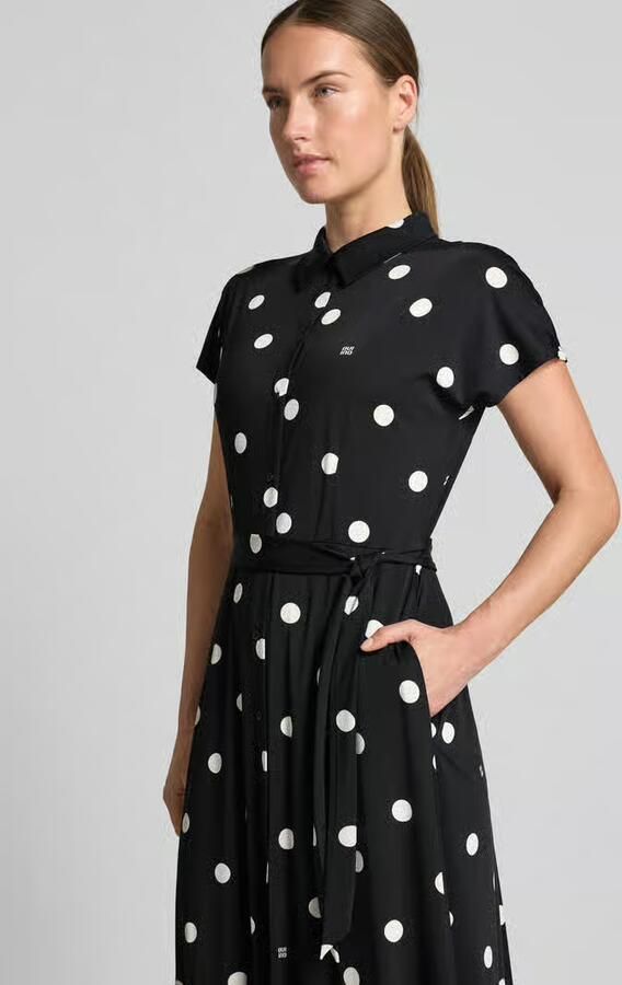 Oui Overhemdjurk in all-over look met strikceintuur - Foto 2