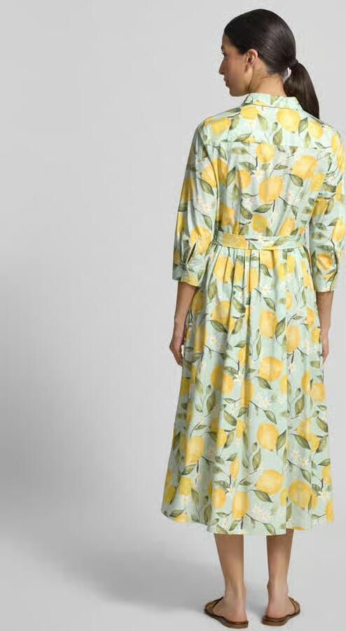 Oui Overhemdjurk in all-over look met strikceintuur - Foto 2