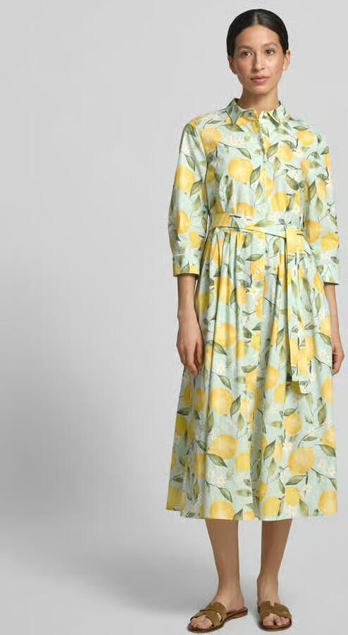 Oui Overhemdjurk in all-over look met strikceintuur - Foto 3