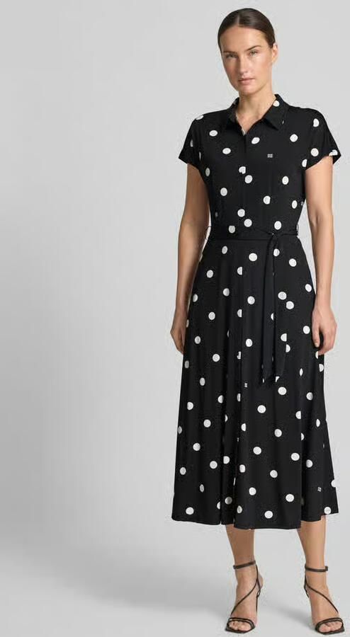 Oui Overhemdjurk in all-over look met strikceintuur - Foto 3