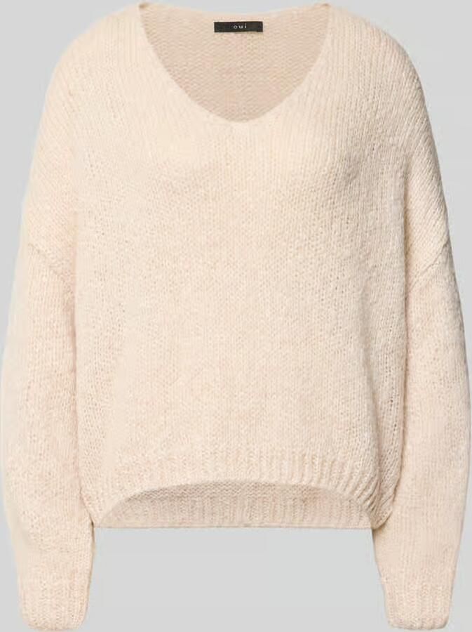 Oui oversized gebreide pullover met mohairgehalte