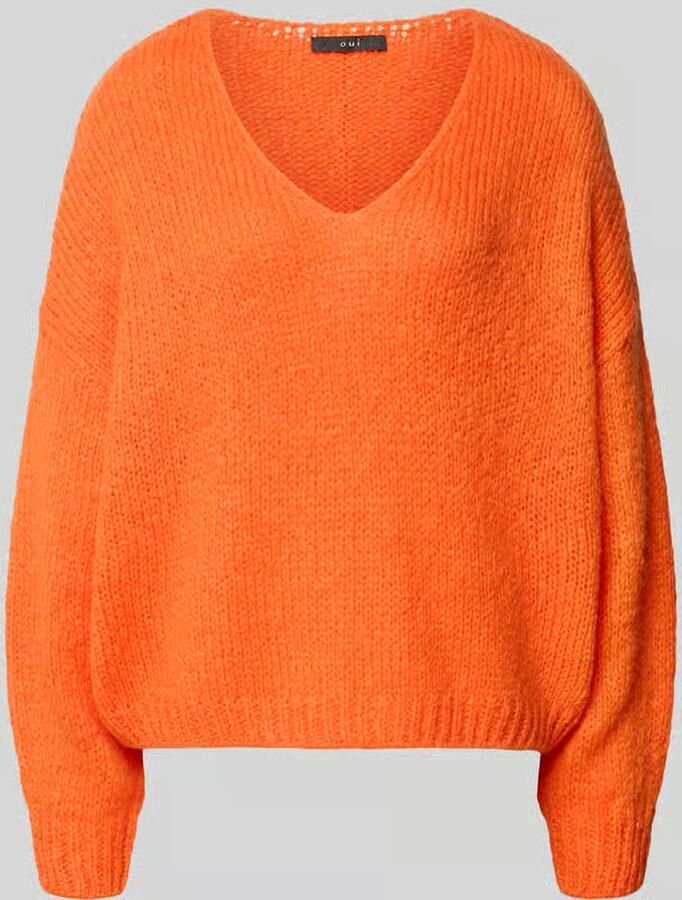 Oui oversized gebreide pullover met mohairgehalte