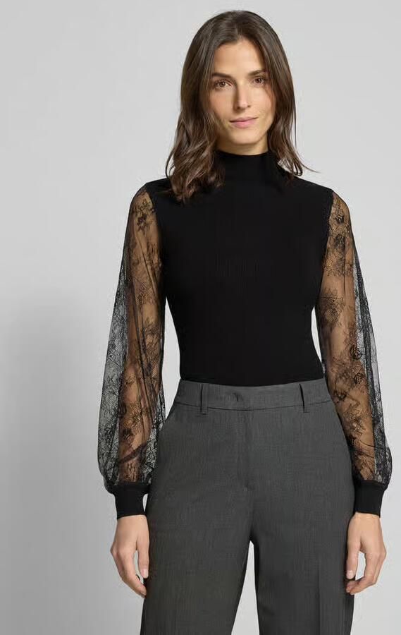 Oui Pullover van viscosemix met mouwen van kant - Foto 2