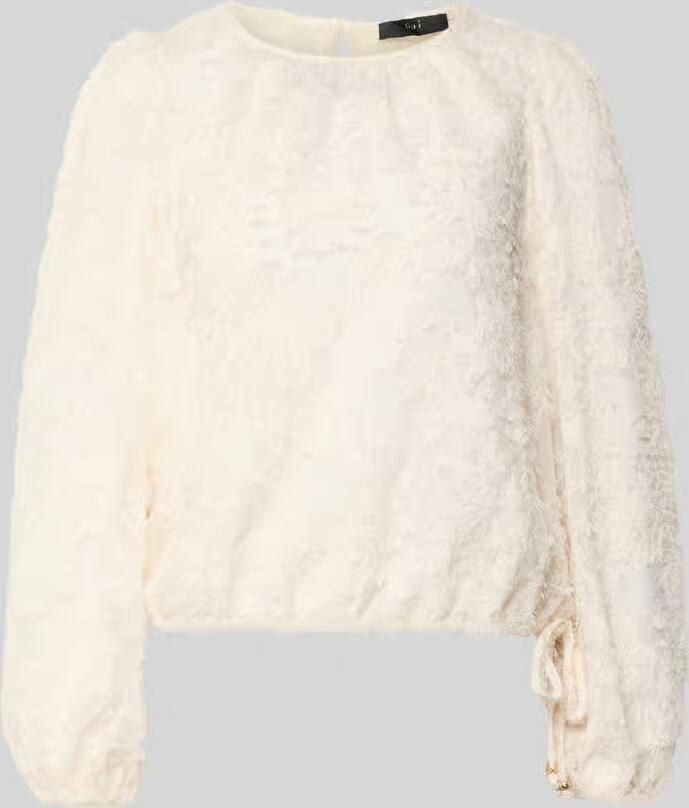 Oui regular fit blouse met franjes en ronde halsuitsnijding
