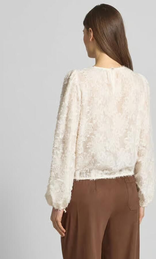 Oui regular fit blouse met franjes en ronde halsuitsnijding - Foto 3