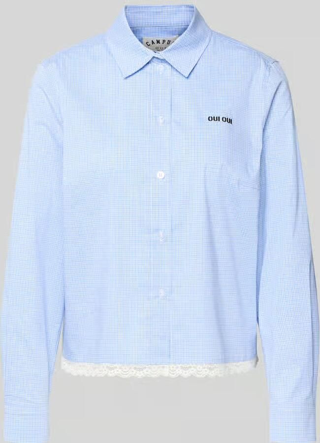Oui regular fit blouse met label-stitching en kant