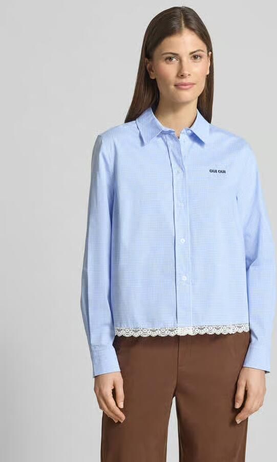 Oui regular fit blouse met label-stitching en kant - Foto 2