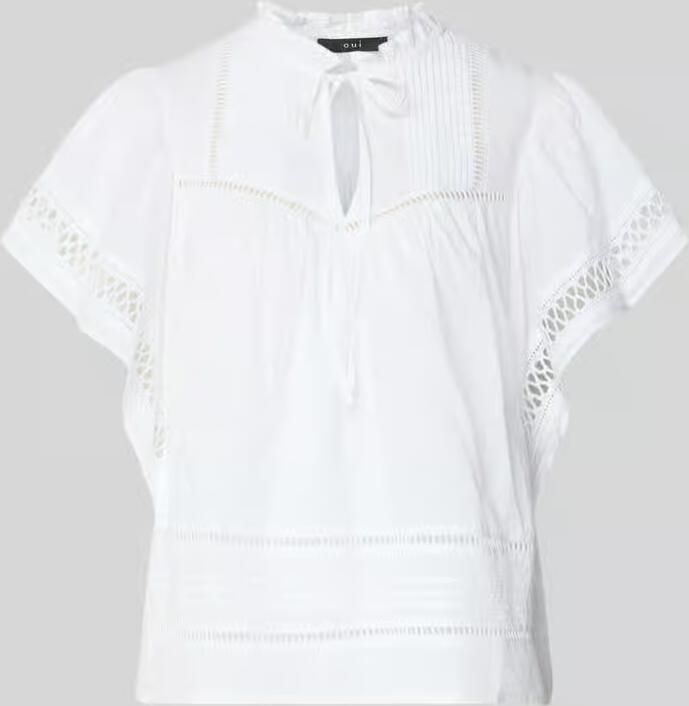 Oui regular fit blouse met vetersluiting en ajourwerk - Foto 4