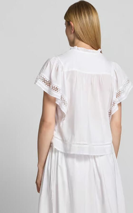 Oui regular fit blouse met vetersluiting en ajourwerk - Foto 4