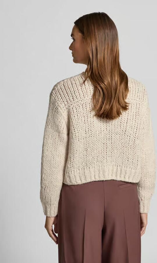 Oui Gebreid jack met ronde hals en knoopsluiting