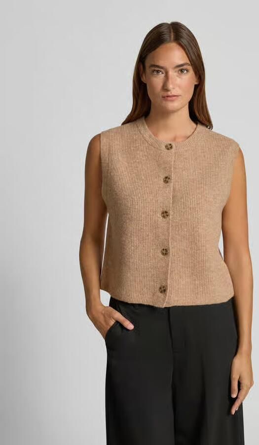 Oui Regular fit mouwloos vest met wol en knoopsluiting - Foto 2