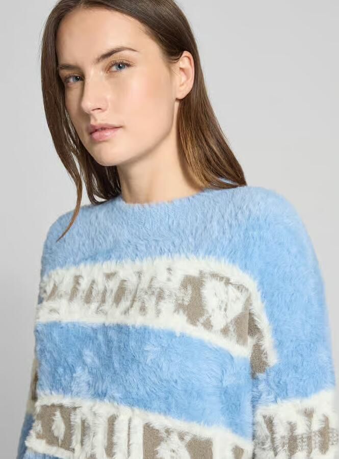 Oui Regular fit pullover in gebreide look met logostitching - Foto 3